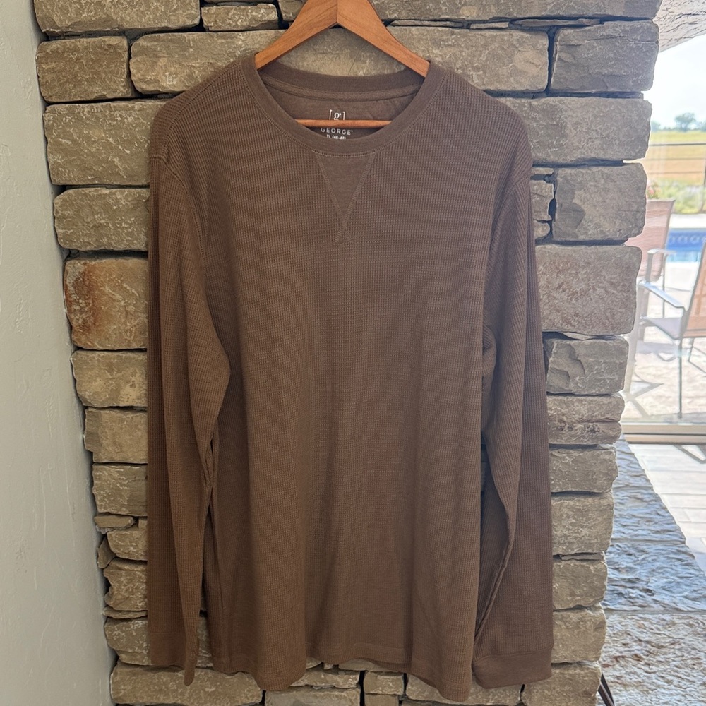 George Men's Long Sleeve Brown Tee